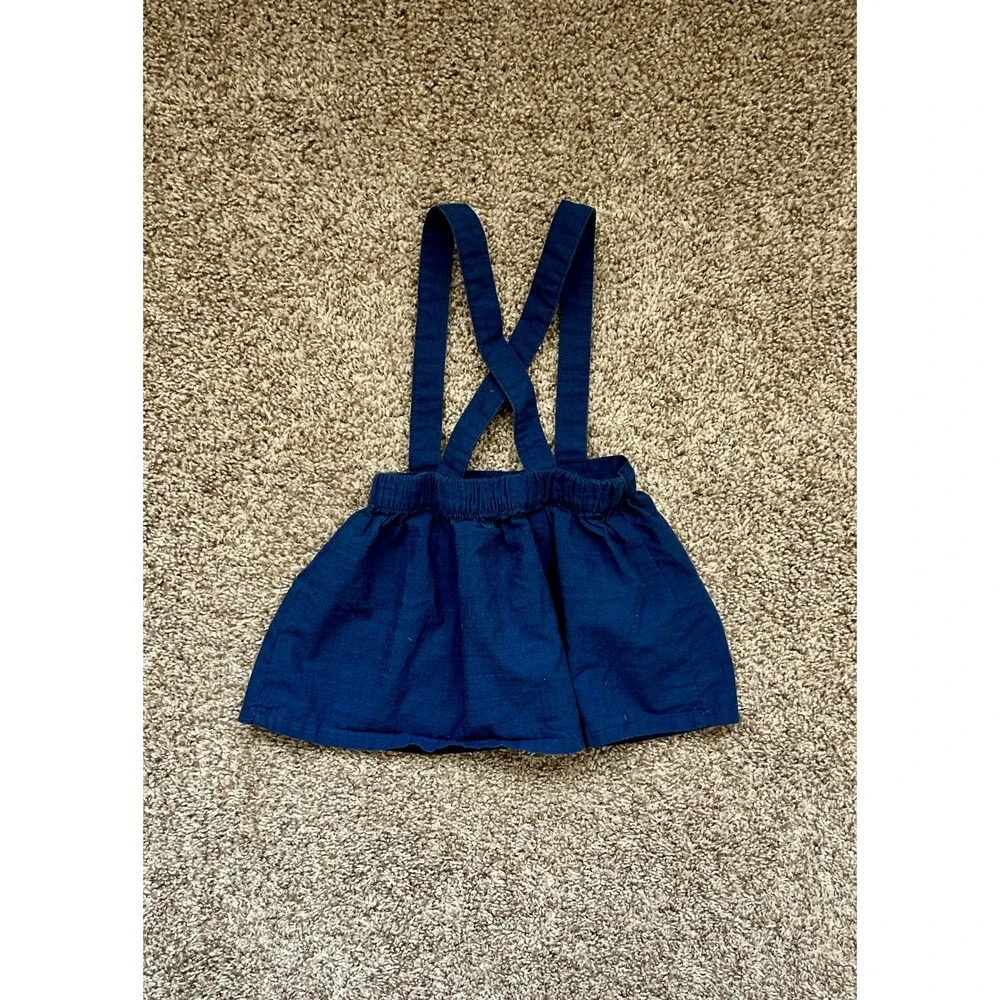 Cat & Jack‎ Baby Girl Farm Bodysuit and Apple Suspender Skirt Set 18M Navy Cream